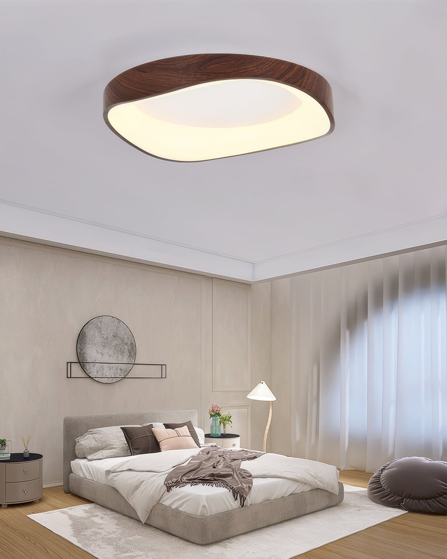 NordLuma | Skandinavische Eleganz Holzmaserung Deckenleuchte