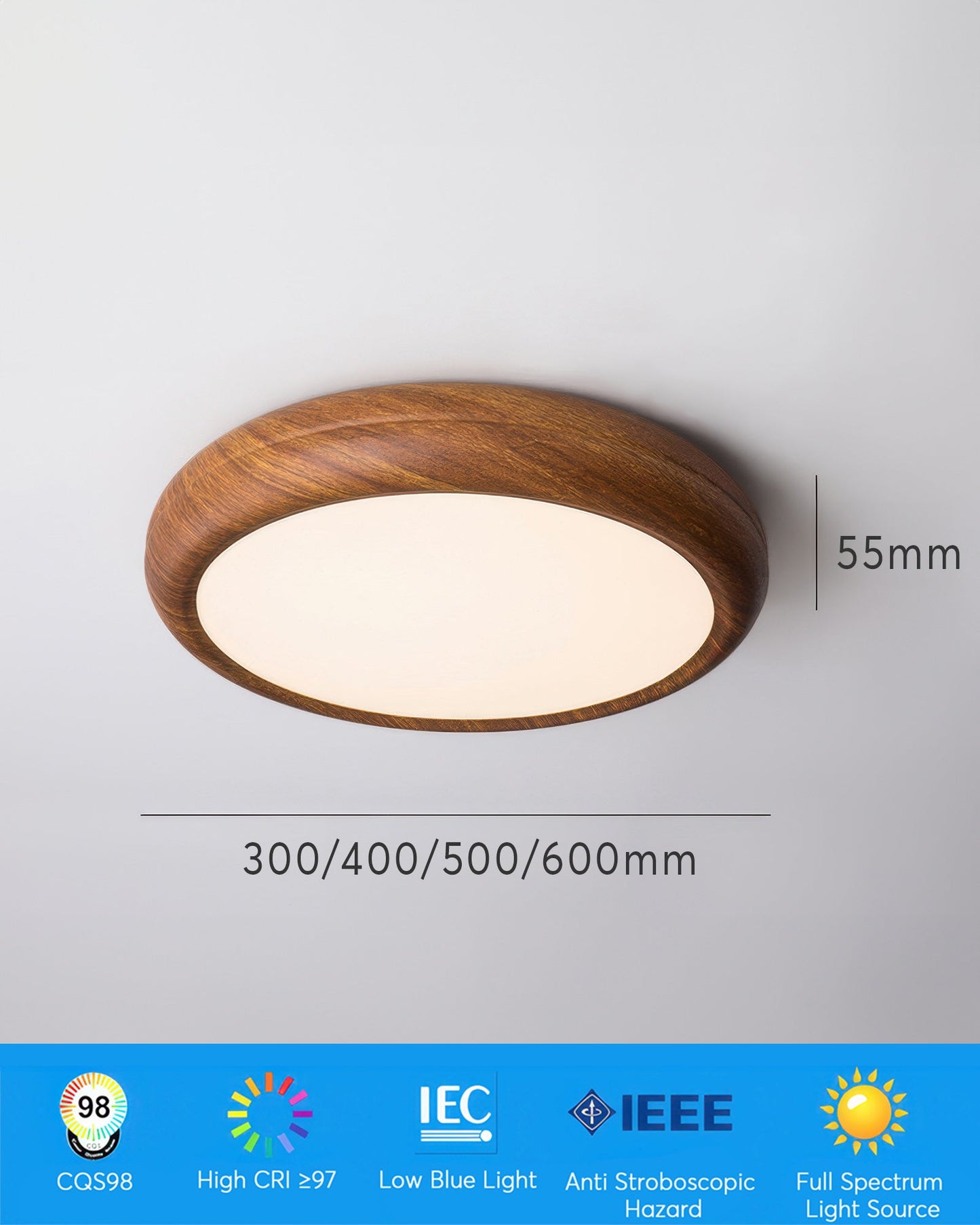HolzLux | Elegante Walnuss Design Moderne Deckenleuchte