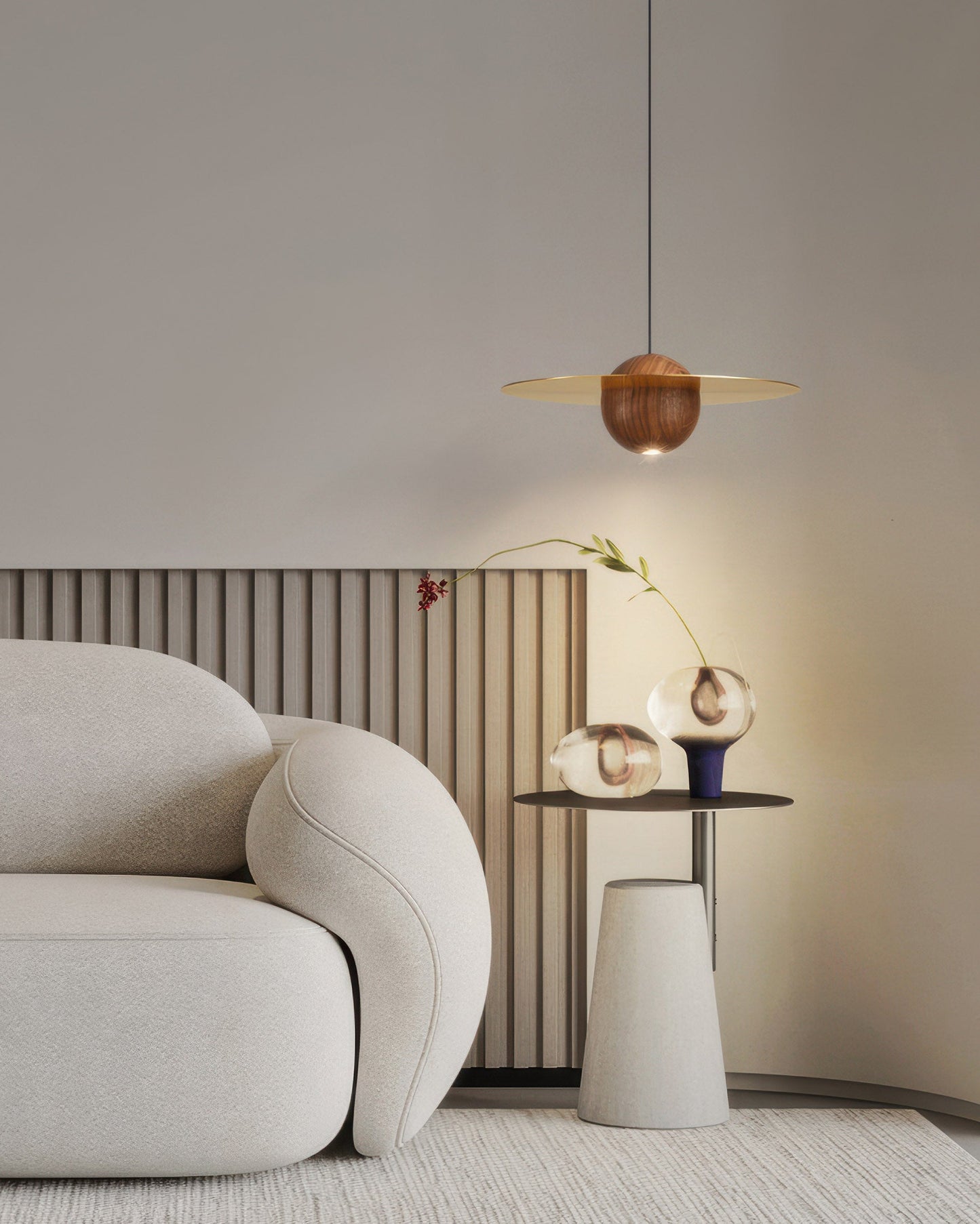 AstroLuxe | Walnut UFO Pendelleuchte