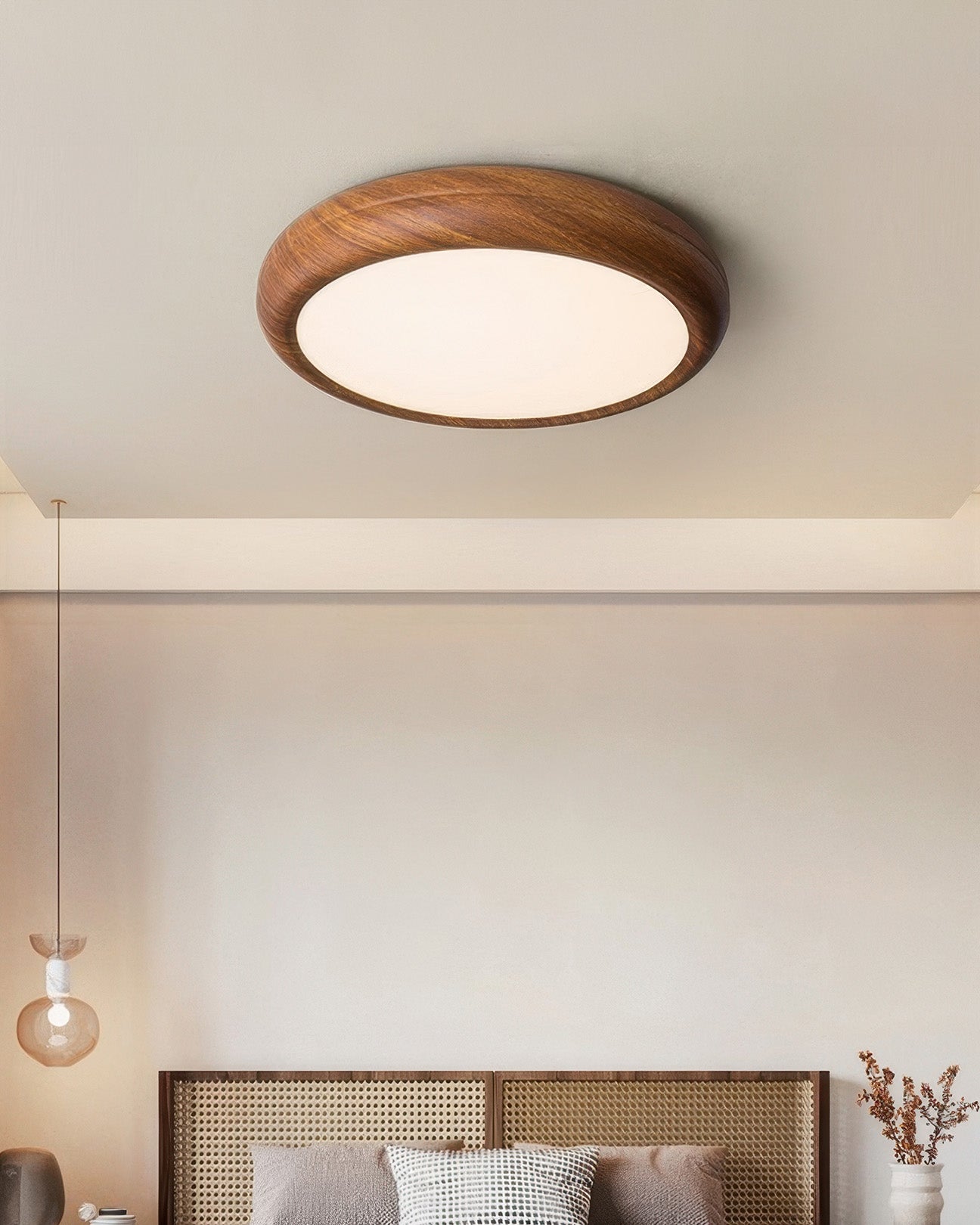 HolzLux | Elegante Walnuss Design Moderne Deckenleuchte