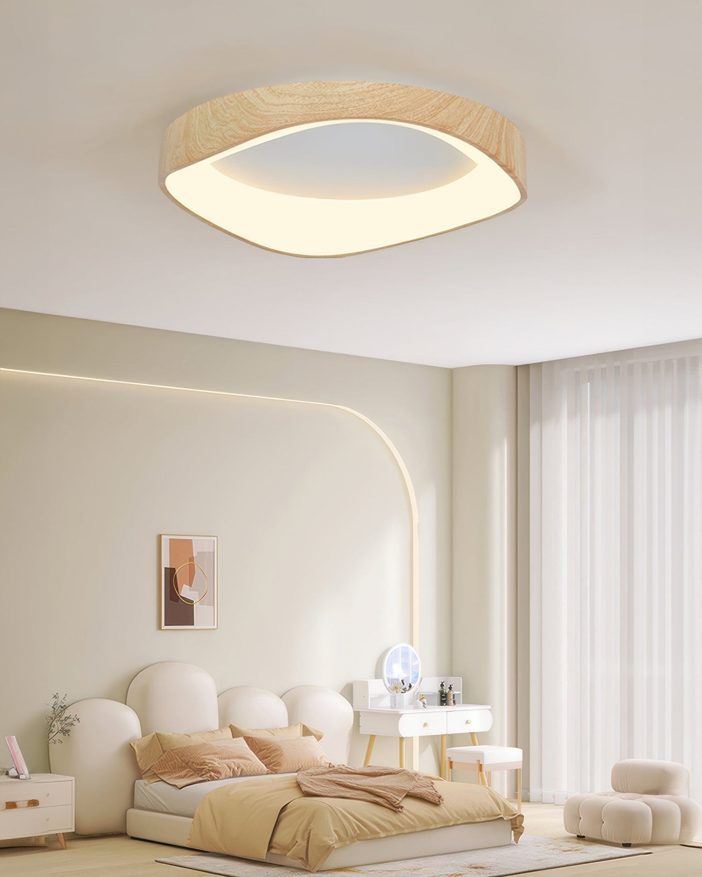 NordLuma | Skandinavische Eleganz Holzmaserung Deckenleuchte