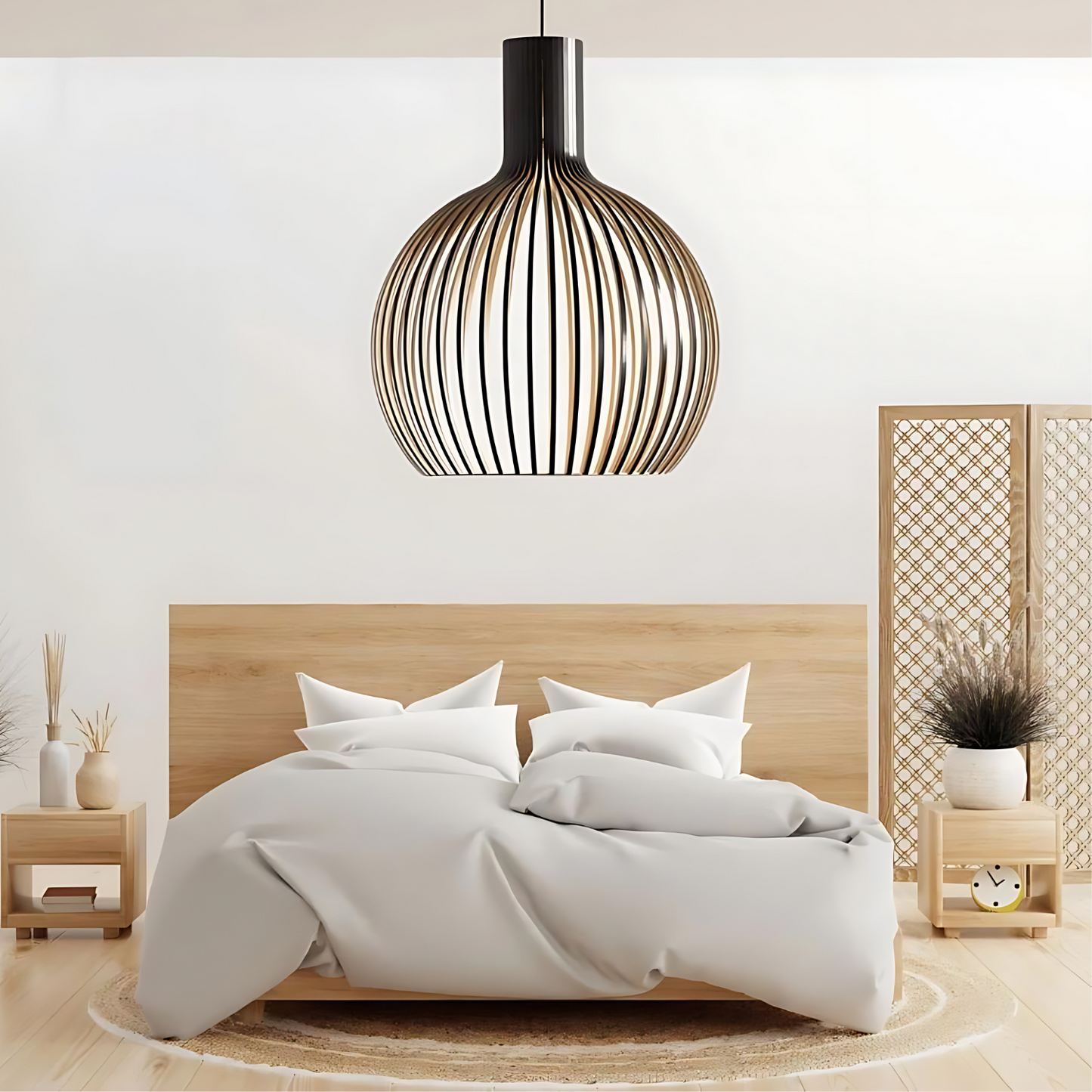 HimmlischeLeuchte | Deckenlampe – Elegante Schwarze LED-Hängeleuchte aus Holz