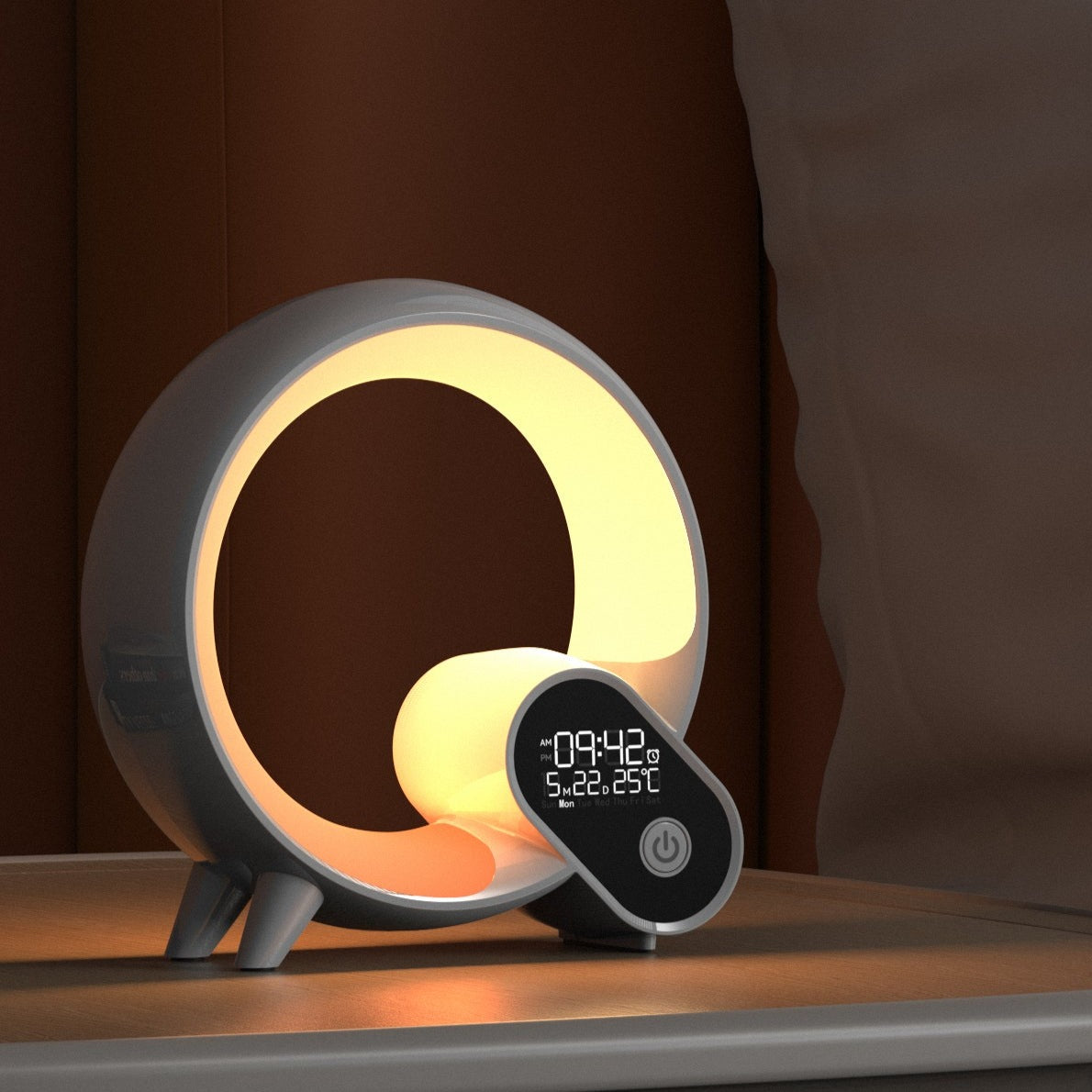 LumiSmart | Intelligente LED-Nachtlampe – Smarte Lampe mit Sonnenaufgangswecker, Bluetooth-Lautsprecher, Weißem Rauschen & RGB-Licht für Schlafzimmer