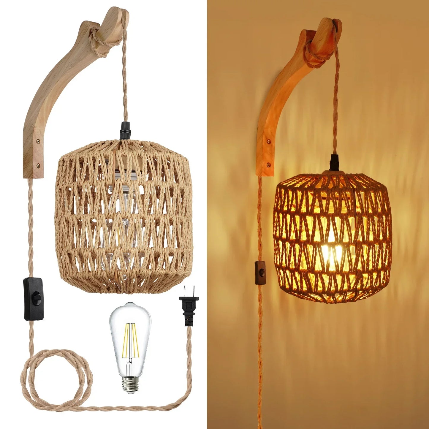 Rattano | Wandleuchte – Retro Rattan Design für Innenräume 0