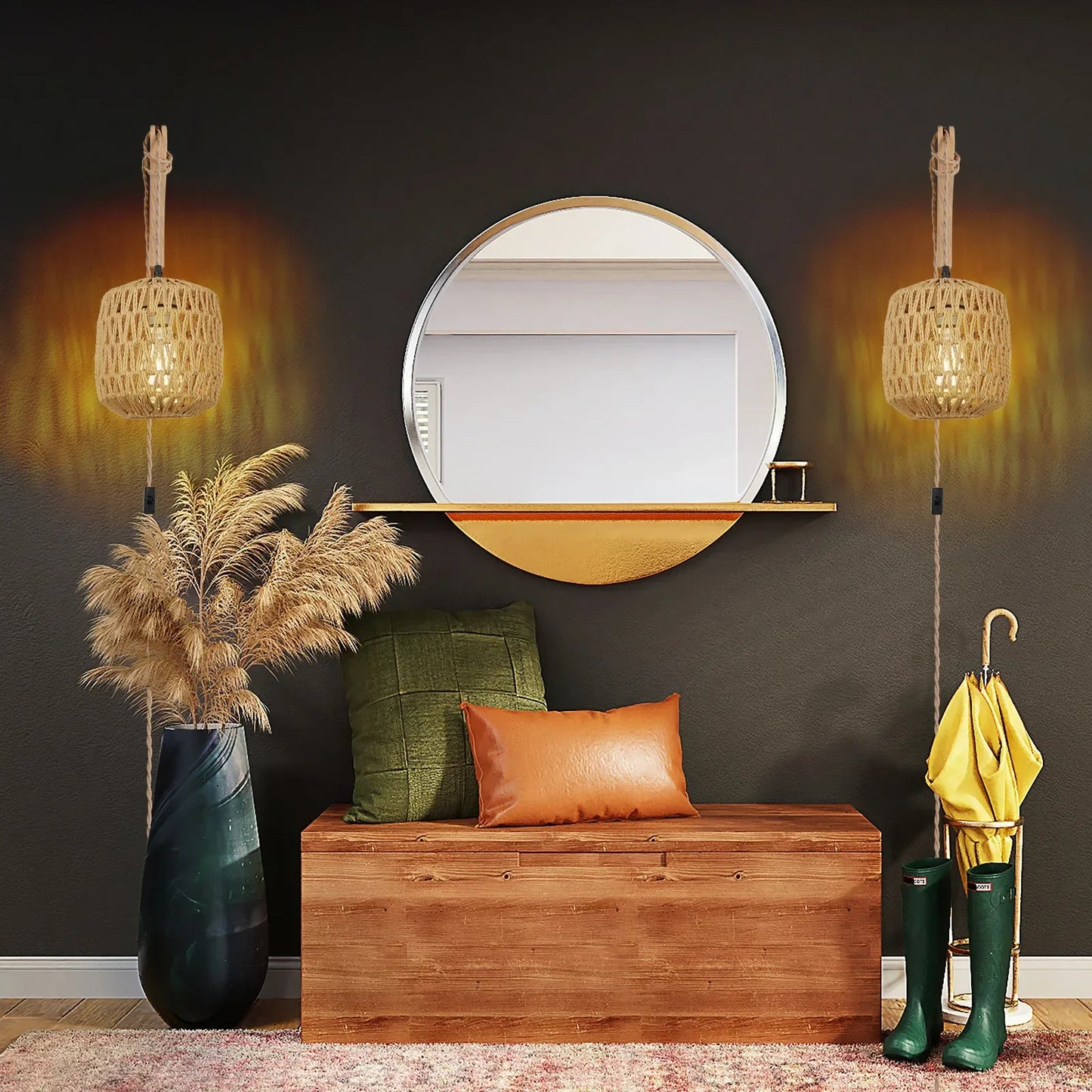 Rattano | Wandleuchte – Retro Rattan Design für Innenräume 2