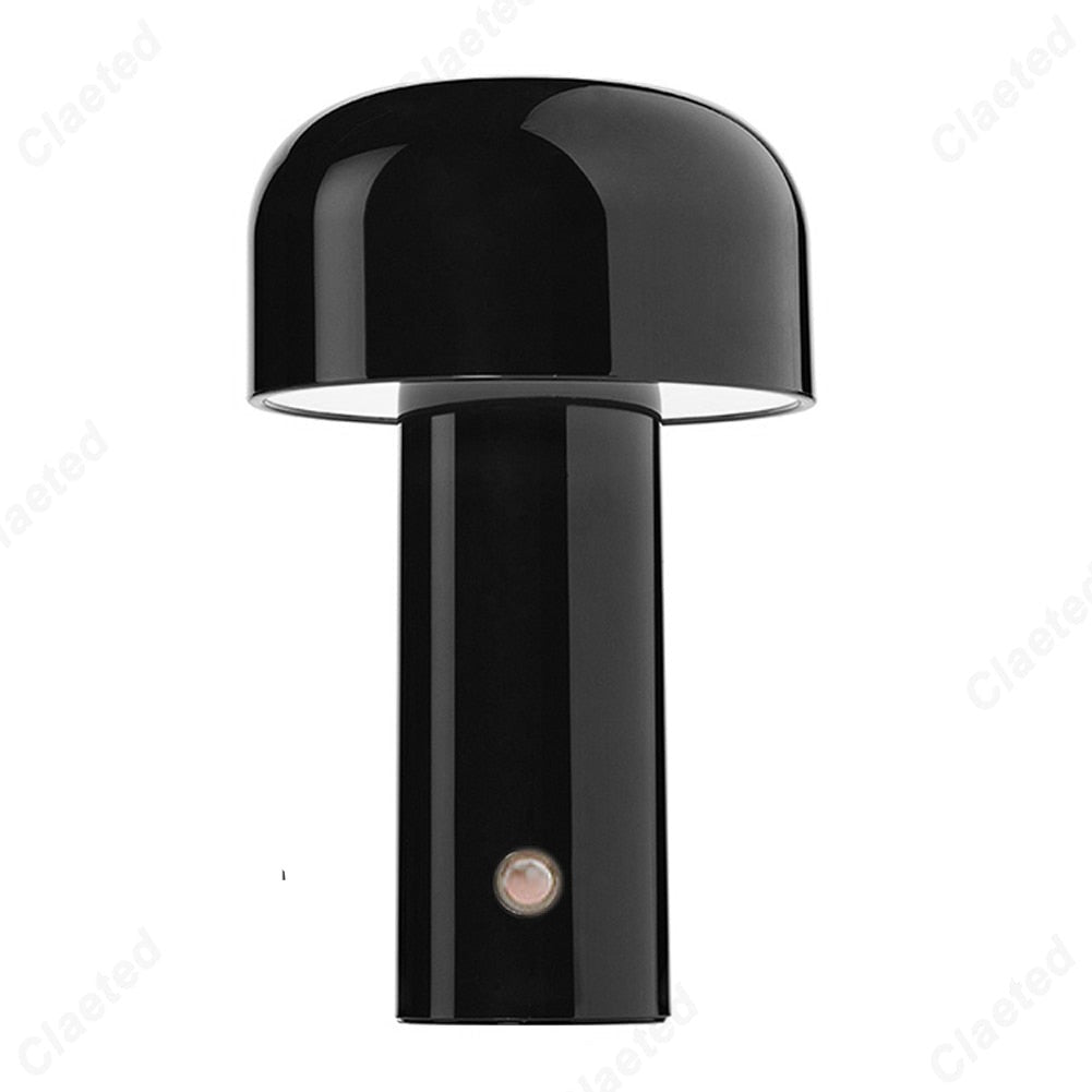 RetroGlow | Retro-Design, Pilzform, LED-Tischlampe kabellos mit Touch & USB