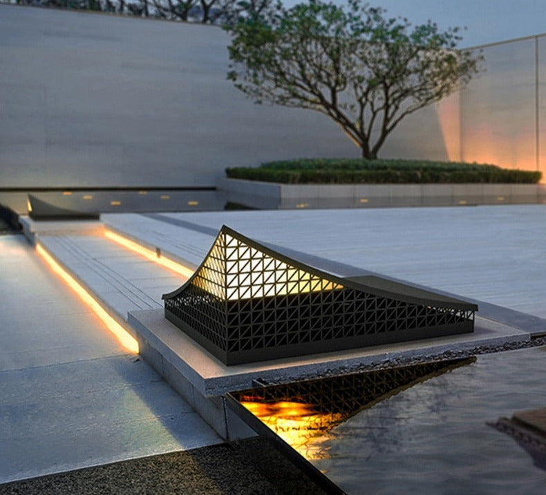 Solar Außenlampe IP65 - Halbpyramide LED Aussenleuchte aus Edelstahl für Garten-1
