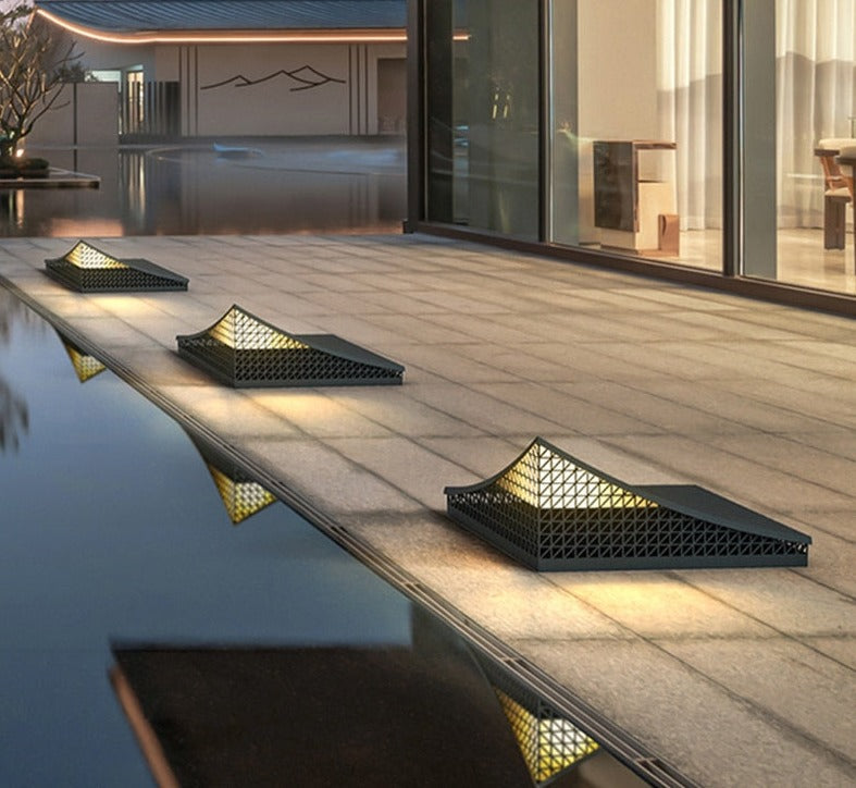 Solar Außenlampe IP65 - Halbpyramide LED Aussenleuchte aus Edelstahl für Garten-6