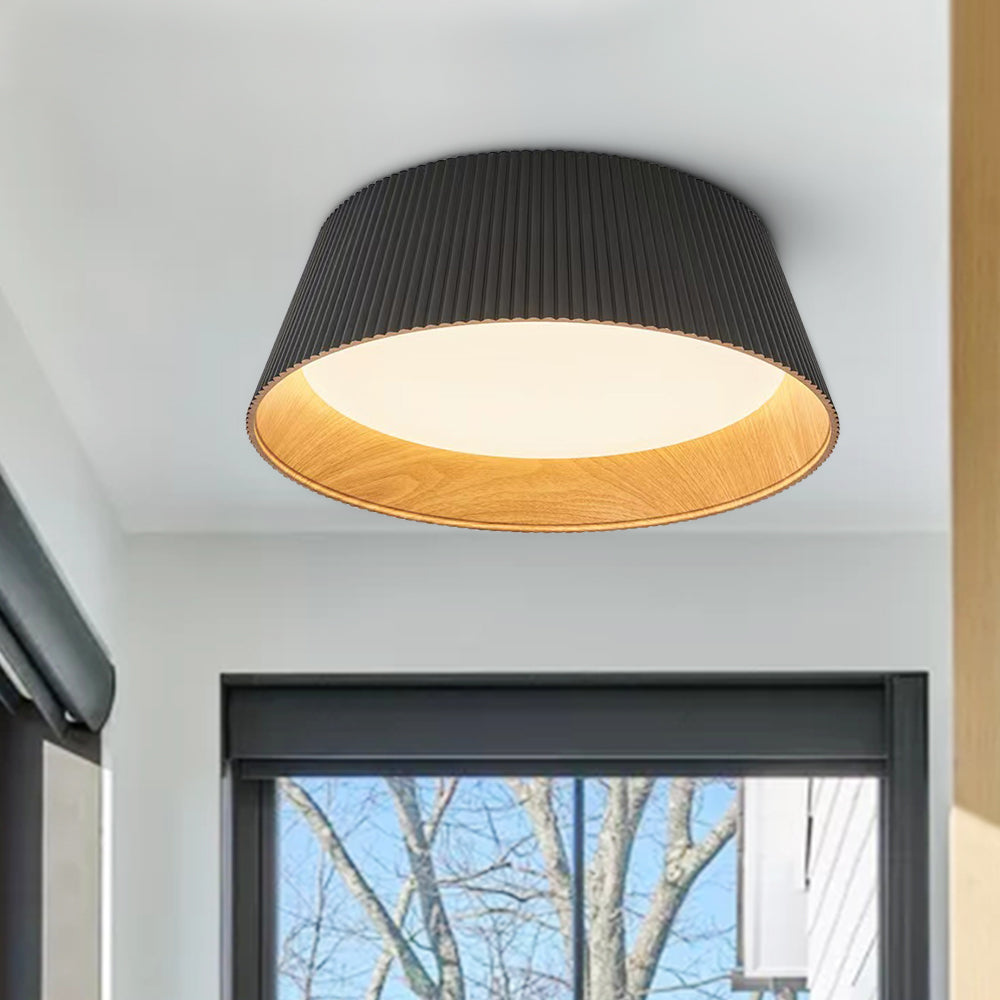 RillenHolz | LED-Deckenleuchte – Flaches Rillen-Design mit HolzmaserungL/CE