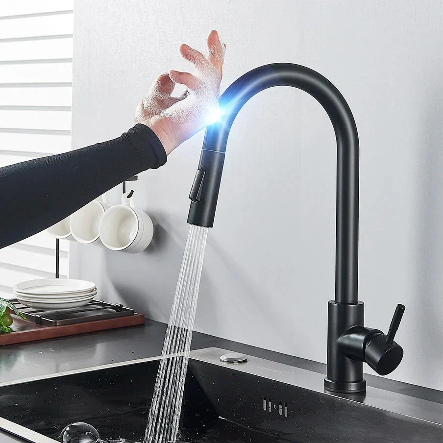 Vellara | Küchenarmatur – Touch-Sensor mit Ausziehfunktion und gebürstetem Nickel 0