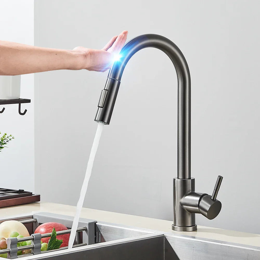 Vellara | Küchenarmatur – Touch-Sensor mit Ausziehfunktion und gebürstetem Nickel 2