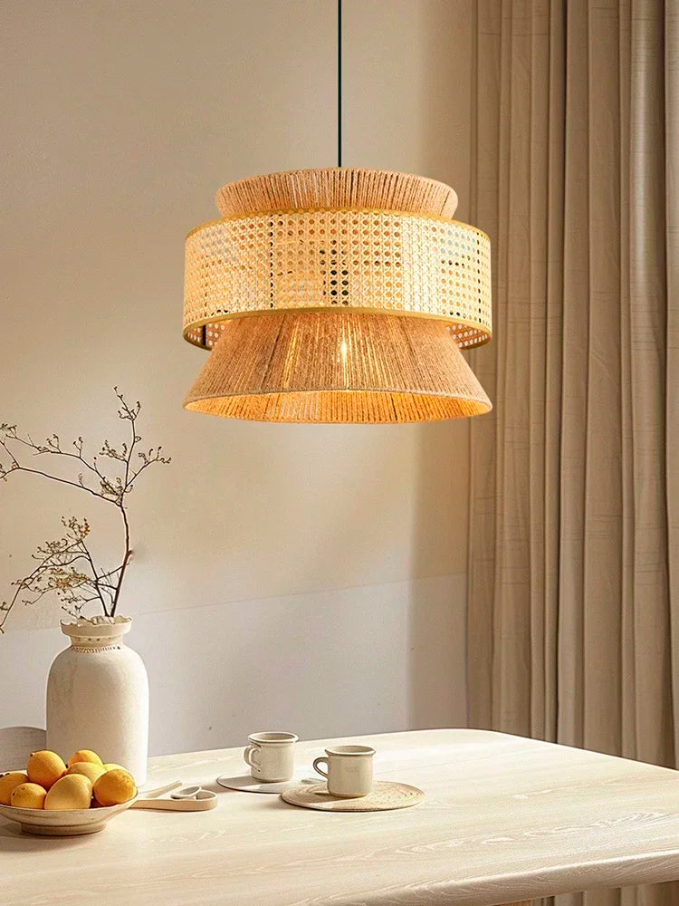 Wabi | Pendelleuchte – Rattan Hängelampe für Esszimmer und Wohnräume 1