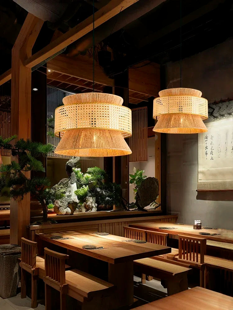 Wabi | Pendelleuchte – Rattan Hängelampe für Esszimmer und Wohnräume 2