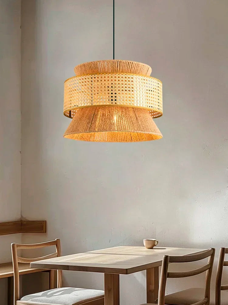 Wabi | Pendelleuchte – Rattan Hängelampe für Esszimmer und Wohnräume 3