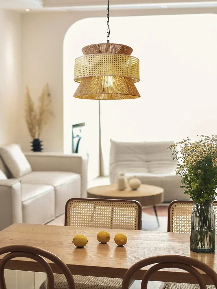 Wabi | Pendelleuchte – Rattan Hängelampe für Esszimmer und Wohnräume 4