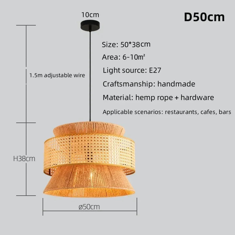 Wabi | Pendelleuchte – Rattan Hängelampe für Esszimmer und Wohnräume 7
