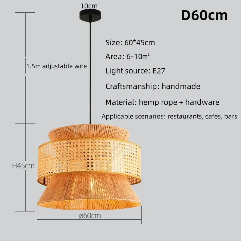 Wabi | Pendelleuchte – Rattan Hängelampe für Esszimmer und Wohnräume 8