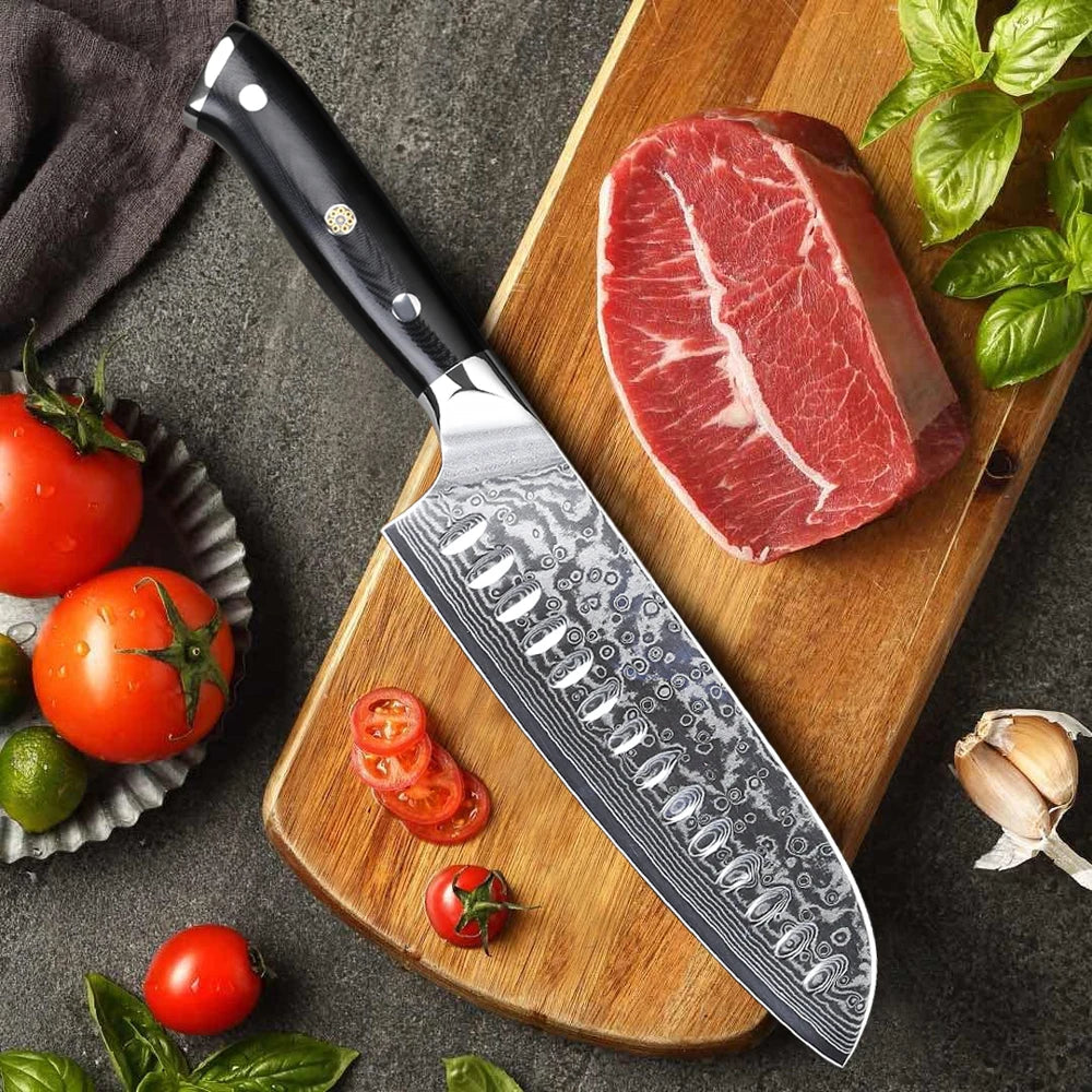 Zentara | Santokumesser – Scharfe Damaststahlklinge für Fleisch, Fisch und Gemüse 2