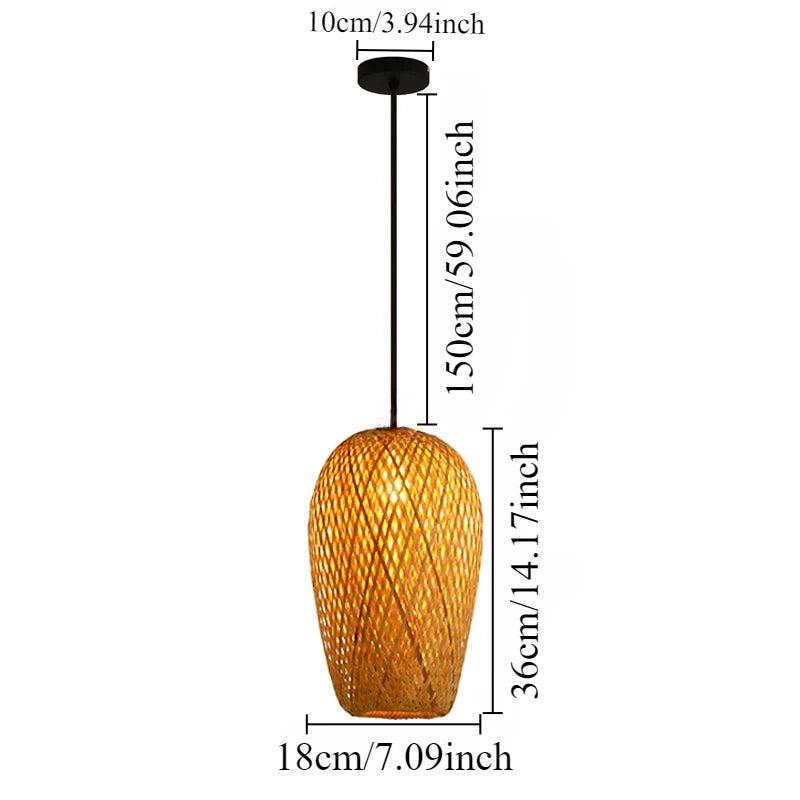 Rattano | Pendelleuchte aus handgewebtem Bambus & Rattan