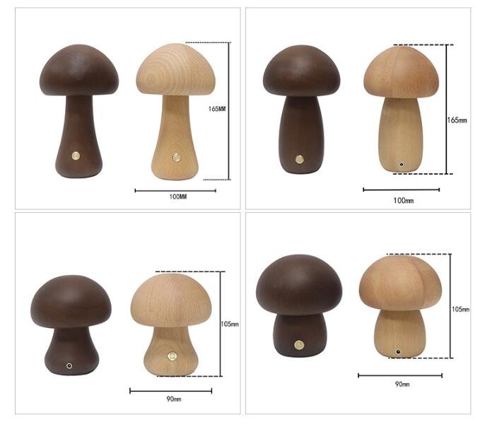 MushLumi | Holz-Pilz LED Nachtlampe mit Touch-Schalter
