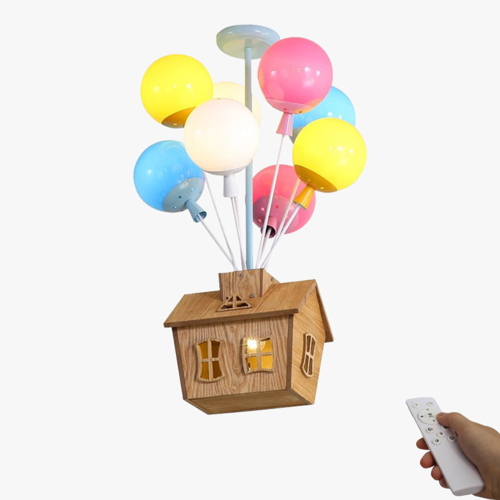 HolzZauber | Kinderzimmer- LED Deckenleuchte – Dimmbare mit Fernbedienung, im Ballon-Design