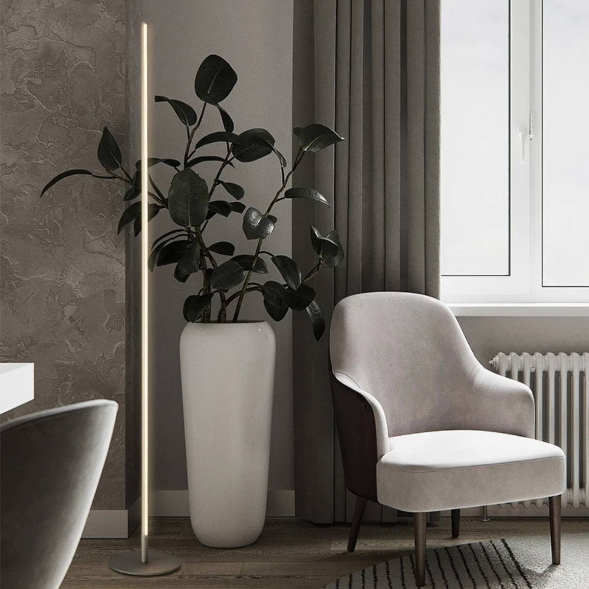 Thaloria | Moderne LED-Stehleuchte – Dimmbar mit Fernbedienung, Schwarz, Gold, Silber, H:150cm