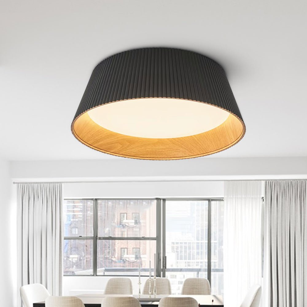 RillenHolz | LED-Deckenleuchte – Flaches Rillen-Design mit HolzmaserungL/CE