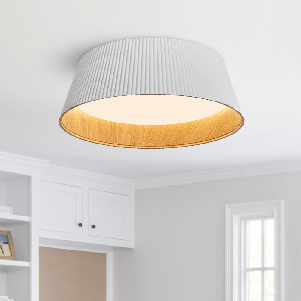 RillenHolz | LED-Deckenleuchte – Flaches Rillen-Design mit HolzmaserungL/CE