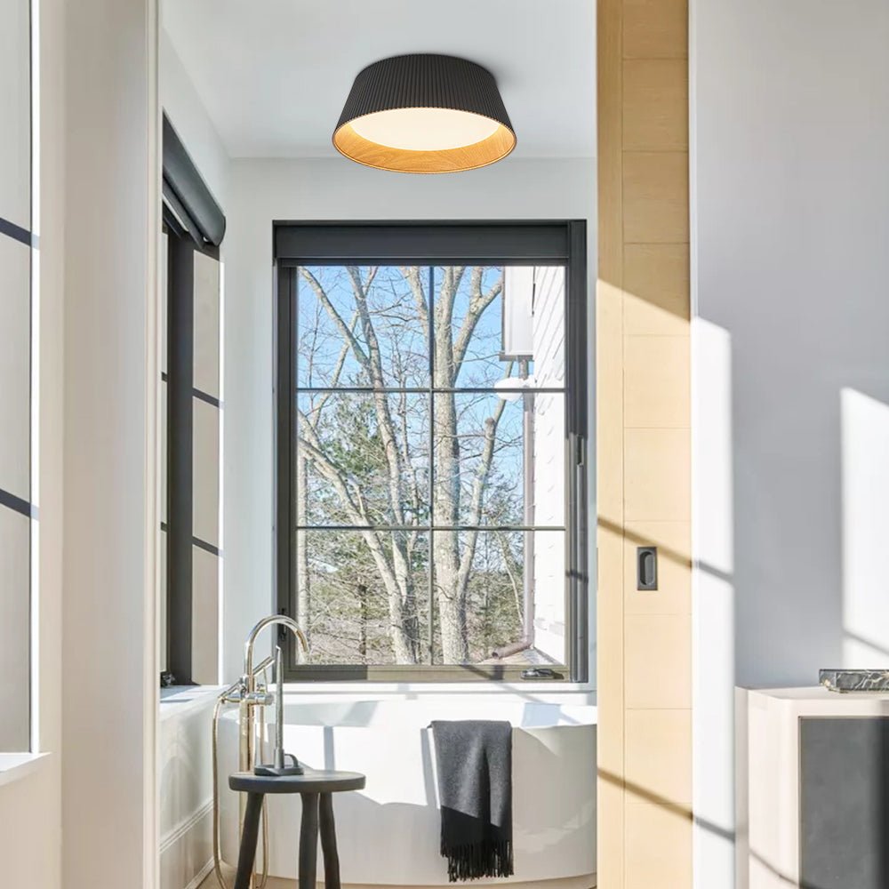 RillenHolz | LED-Deckenleuchte – Flaches Rillen-Design mit HolzmaserungL/CE