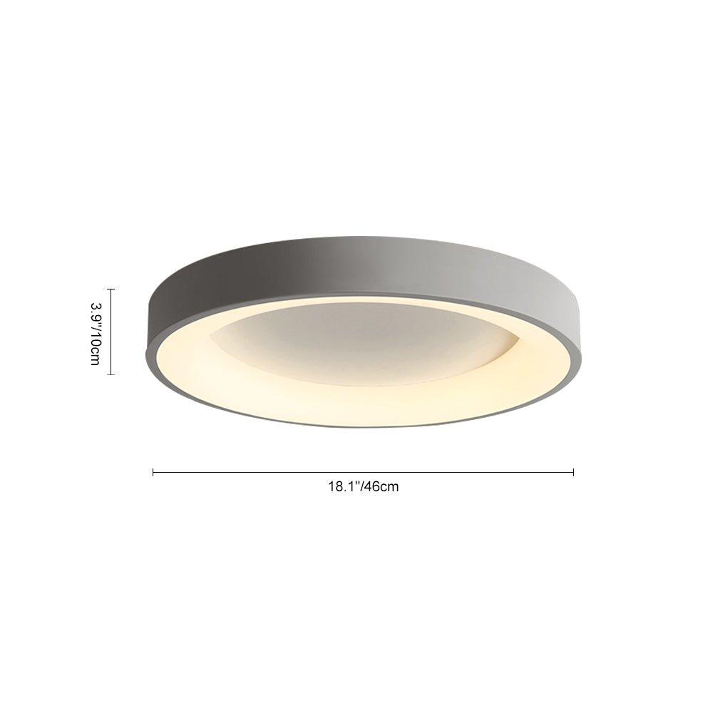 LuminoFlat | LED-Deckenleuchte – Moderne Runde Flache Lampe aus Grauem Metall