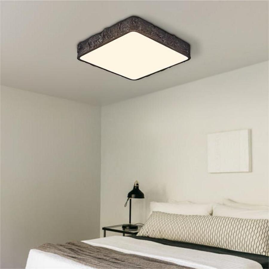 NordFelsen | LED-Deckenleuchte – Quadratisch im Stein-Fels-Design, Wabi-Sabi Stil