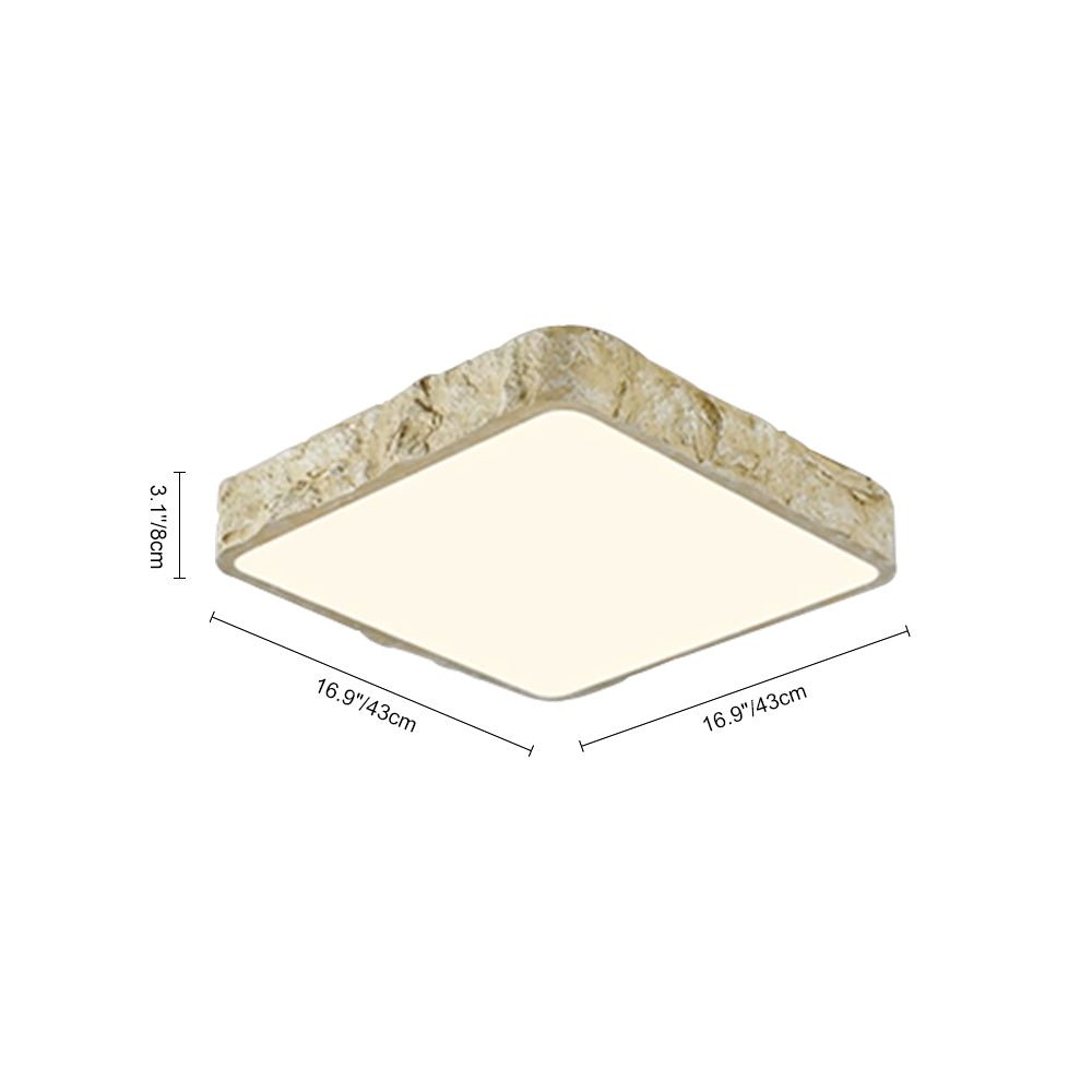 NordFelsen | LED-Deckenleuchte – Quadratisch im Stein-Fels-Design, Wabi-Sabi Stil