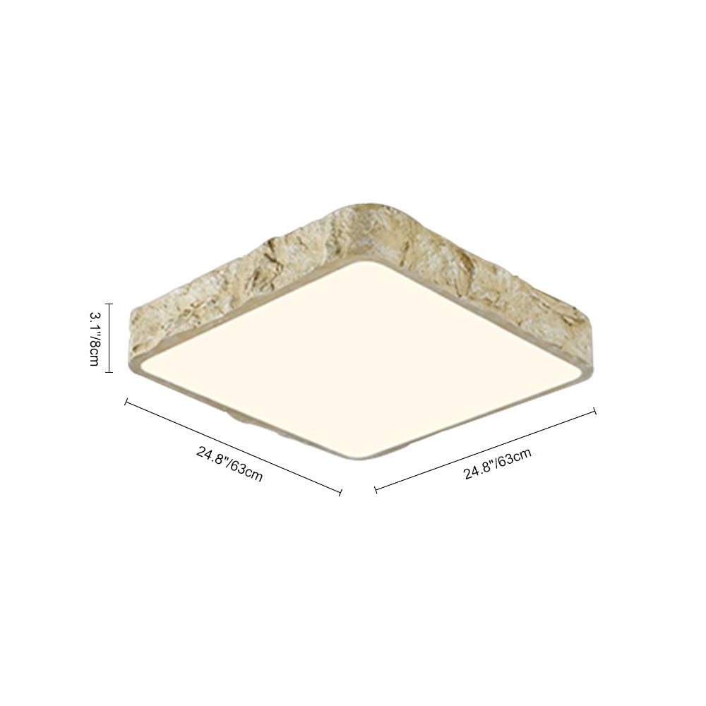 NordFelsen | LED-Deckenleuchte – Quadratisch im Stein-Fels-Design, Wabi-Sabi Stil