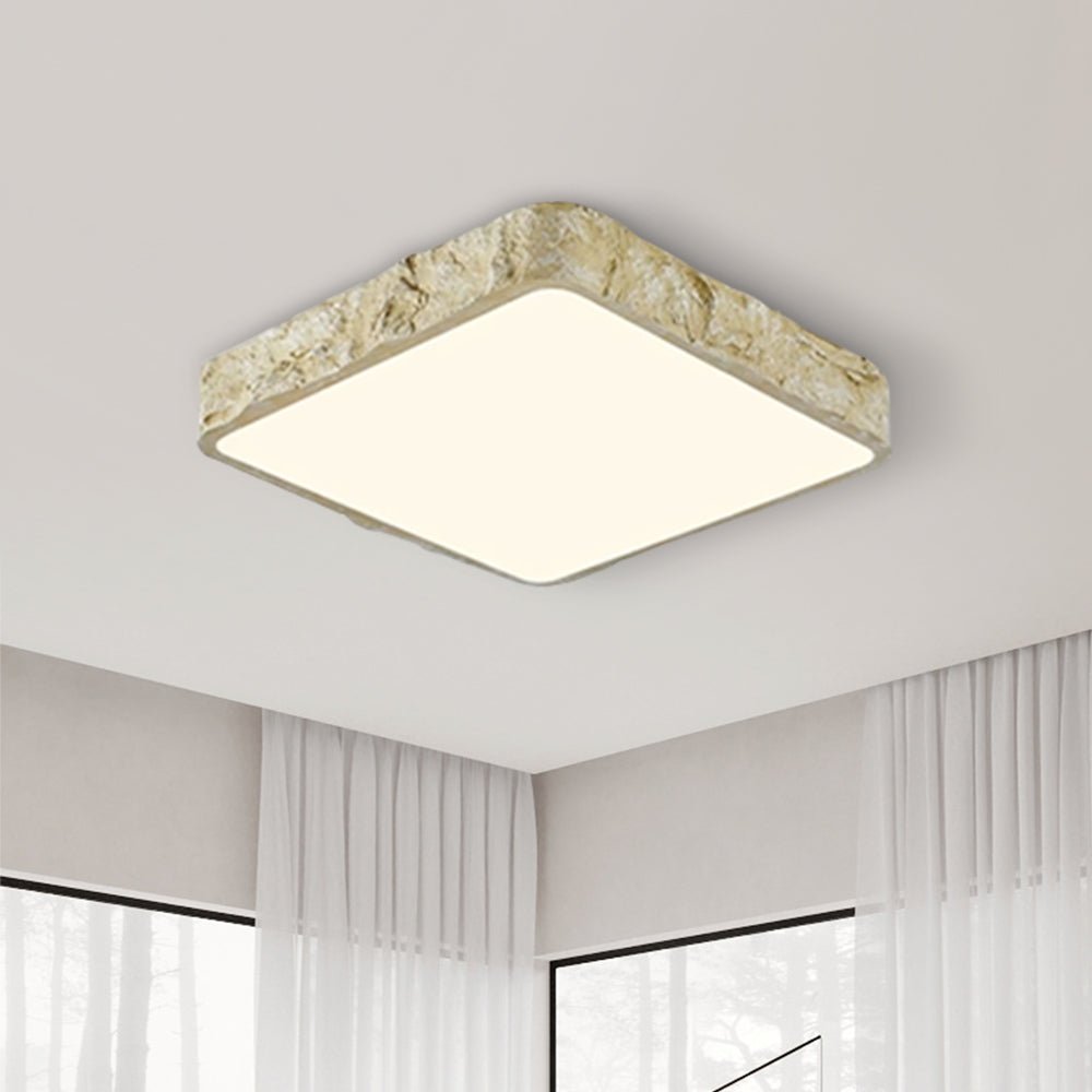 NordFelsen | LED-Deckenleuchte – Quadratisch im Stein-Fels-Design, Wabi-Sabi Stil