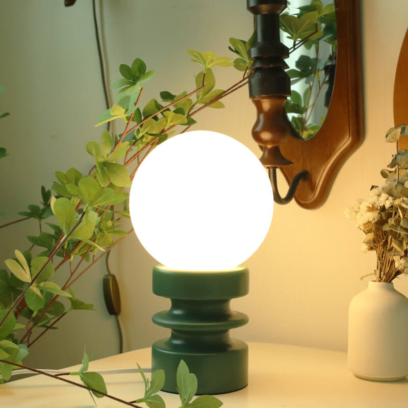 RetroGlow | Tischlampe in Orange mit massivem Glas