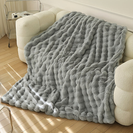 Verdickte Faux Kaninchenfell-Decke - Warme Plüschdecke für Bett, Büro und Klimaanlage