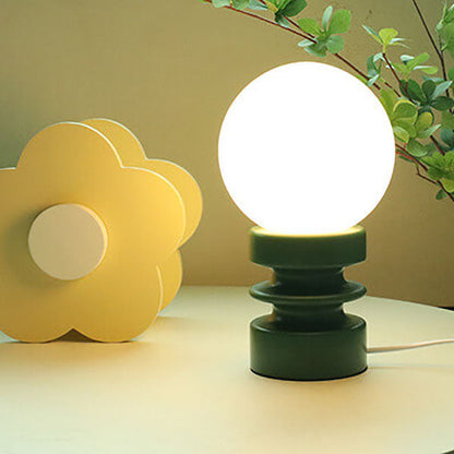 RetroGlow | Tischlampe in Orange mit massivem Glas
