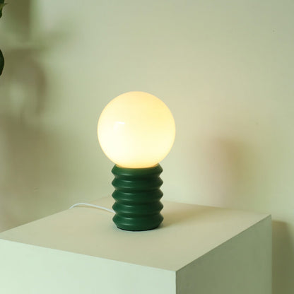 RetroGlow | Tischlampe in Orange mit massivem Glas