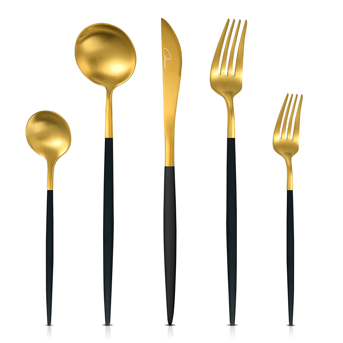 EleganceSet | Besteck für vier Personen in Schwarz und Gold