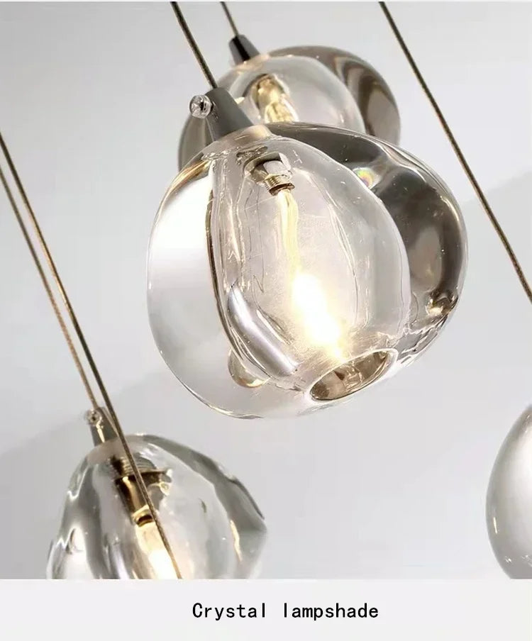 Cernobbio | Kristallpendelleuchte – Moderne LED-Hängeleuchte mit Edelstahl & Klarglas, Warm/Kaltlicht