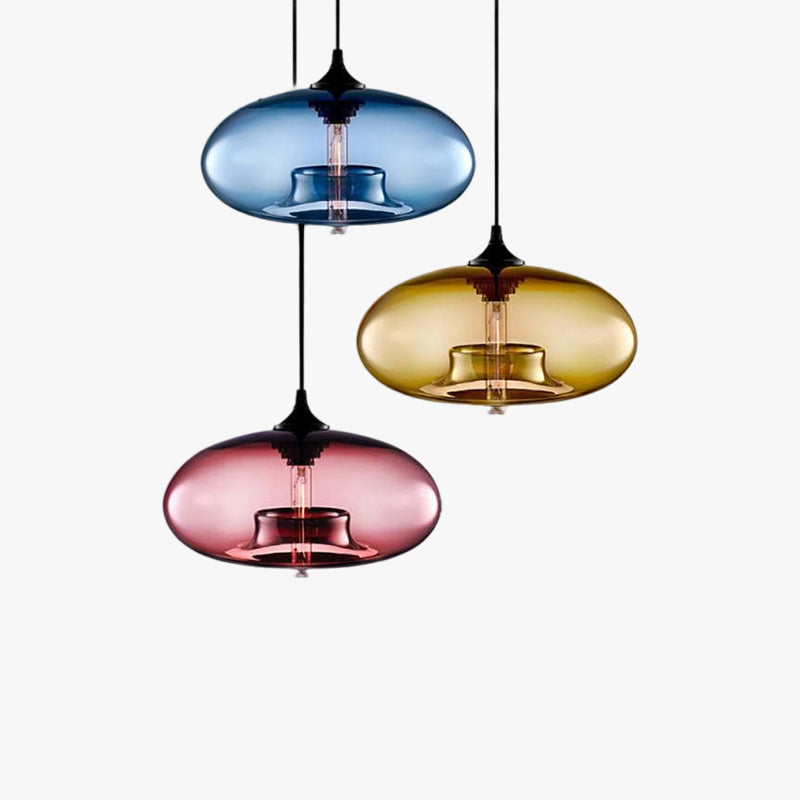Moderne LED-Pendelleuchte aus Glas – Farbvielfalt für Ess- und Wohnzimmer
