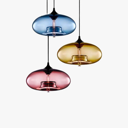Moderne LED-Pendelleuchte aus Glas – Farbvielfalt für Ess- und Wohnzimmer