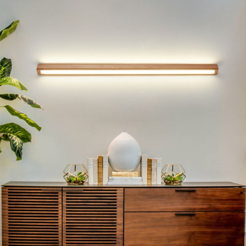 Modern Linear LED Wandleuchte Ozumi – 1/2-flammig Holz & Acryl für Spiegel- und Wohnbereich