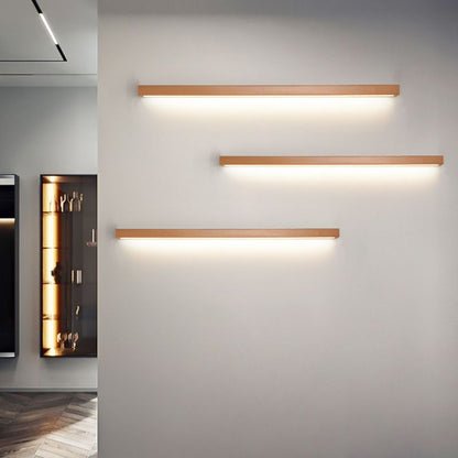 Modern Linear LED Wandleuchte Ozumi – 1/2-flammig Holz & Acryl für Spiegel- und Wohnbereich