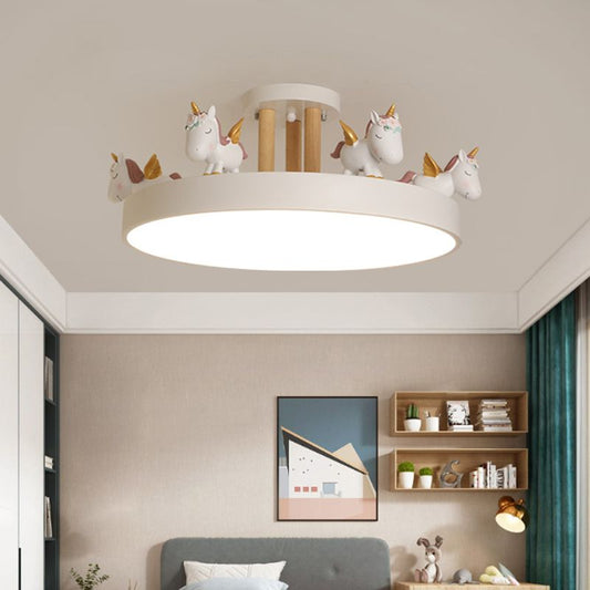 EinhornTraum | LED Deckenleuchte - Kinderzimmer Metall & Holz