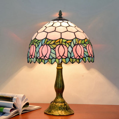Elegante LED Tischlampe mit Kuppelschirm – Farbige Akzente für Wohn- und Schlafzimmer, Metall & Glas
