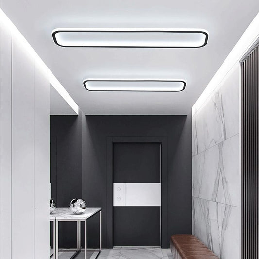 LumaRecta | Moderne Rechteckige LED-Deckenleuchte in Schwarz aus Metall und Silikon für Wohn-/Schlafzimmer