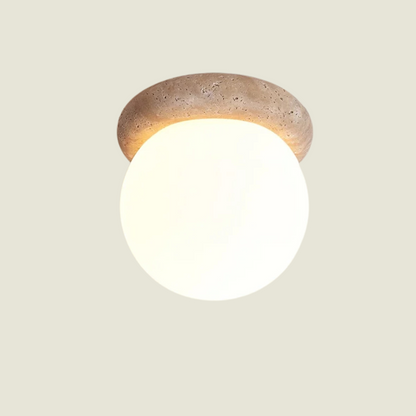 Solvessa | Moderne LED Deckenleuchte aus Acryl und Travertin für Schlafzimmer und Wohnbereich (4W)