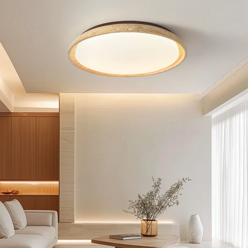 Solvessa | Moderne LED Deckenleuchte aus Acryl und Travertin für Schlafzimmer und Wohnbereich (4W)