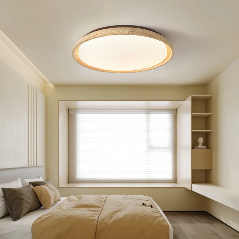 Solvessa | Moderne LED Deckenleuchte aus Acryl und Travertin für Schlafzimmer und Wohnbereich (4W)